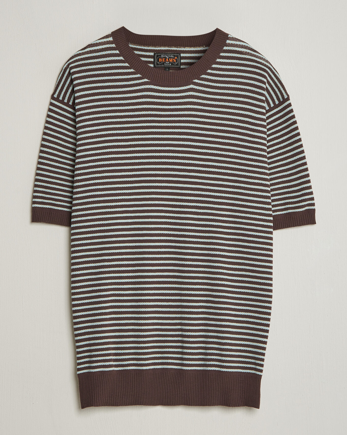 Heren | T-shirts | BEAMS PLUS | Jacquard Knit T-Shirt Brown