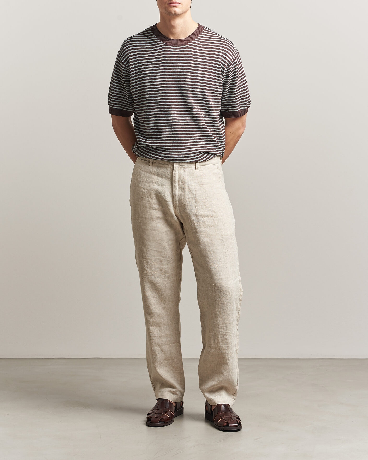 Heren | T-shirts | BEAMS PLUS | Jacquard Knit T-Shirt Brown