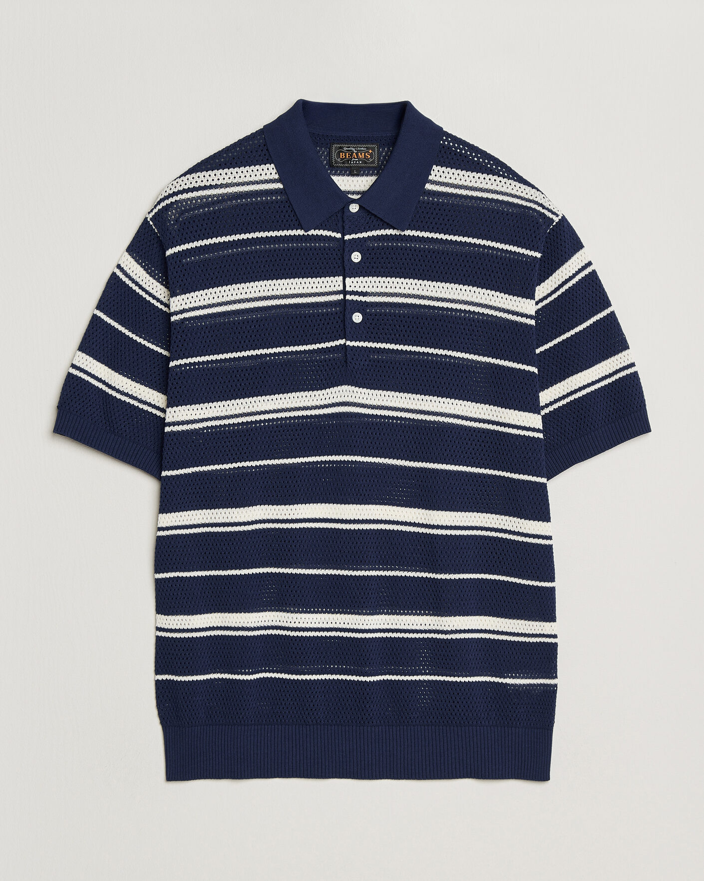 Heren | Polo's | BEAMS PLUS | Short Sleeve Mesh Knit Polo Navy