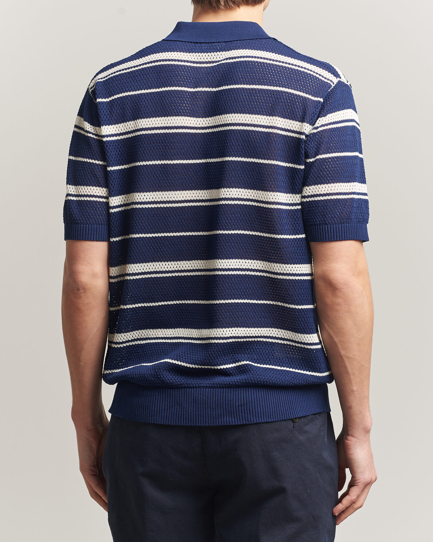 Heren | Polo's | BEAMS PLUS | Short Sleeve Mesh Knit Polo Navy