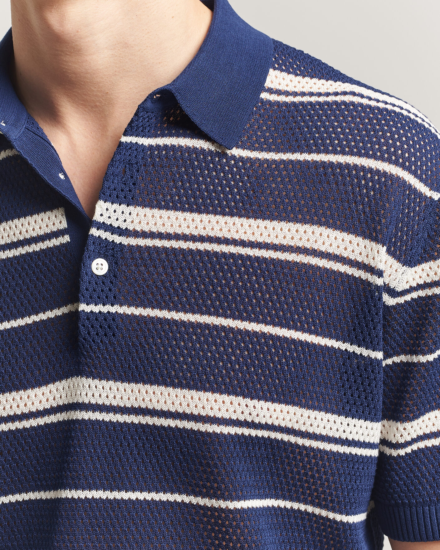 Heren | Polo's | BEAMS PLUS | Short Sleeve Mesh Knit Polo Navy
