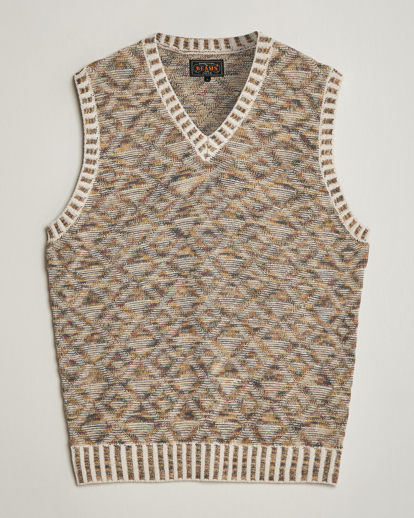 Heren | Truien | BEAMS PLUS | Kasuri Jacquard Knit Vest Beige