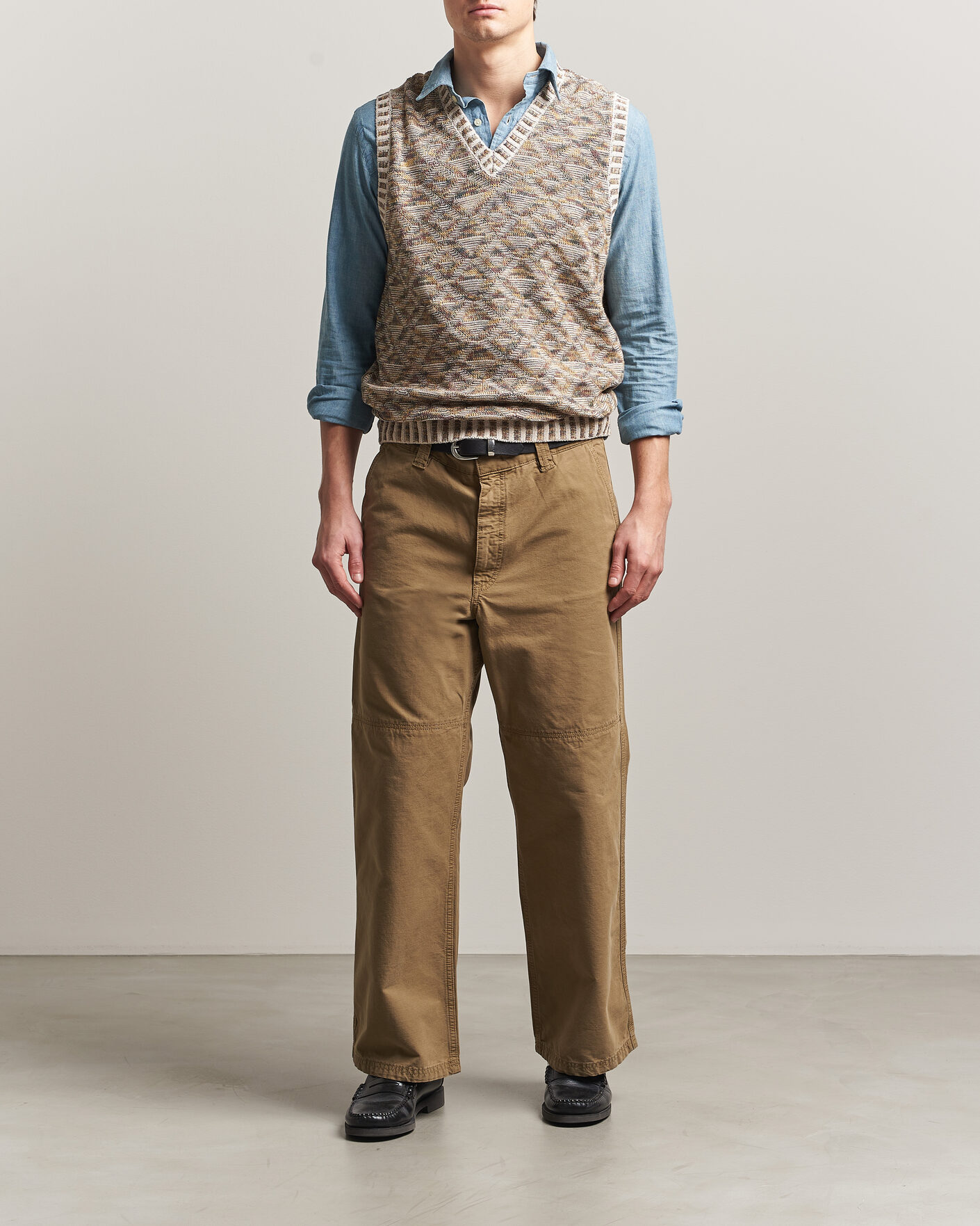 Heren | Truien | BEAMS PLUS | Kasuri Jacquard Knit Vest Beige