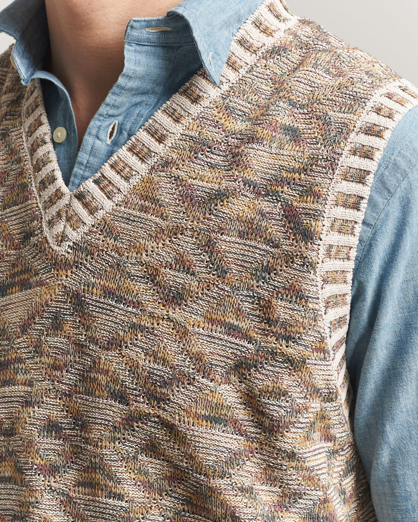 Heren | Truien | BEAMS PLUS | Kasuri Jacquard Knit Vest Beige