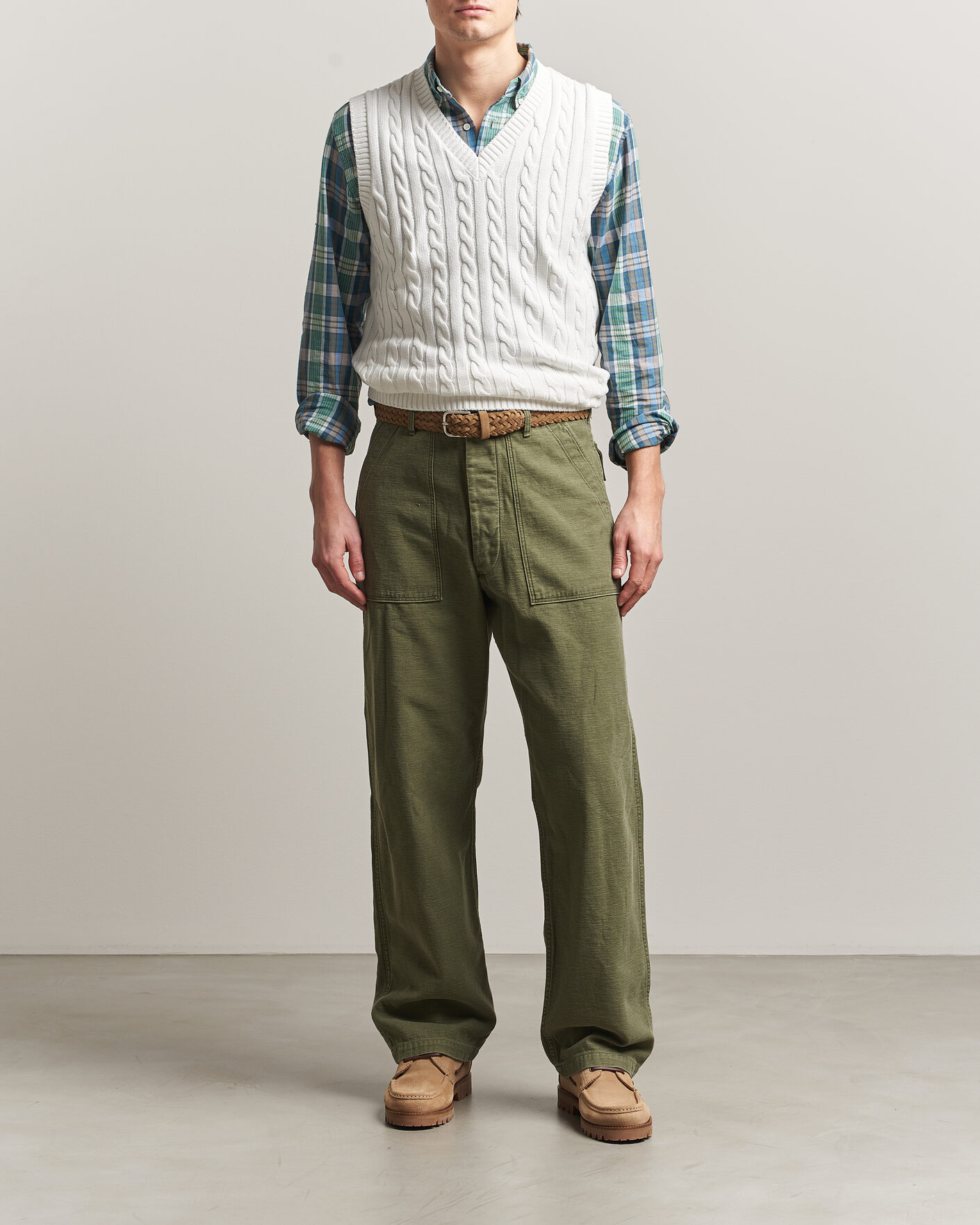 Heren | Truien | BEAMS PLUS | Cable Knit Vest White