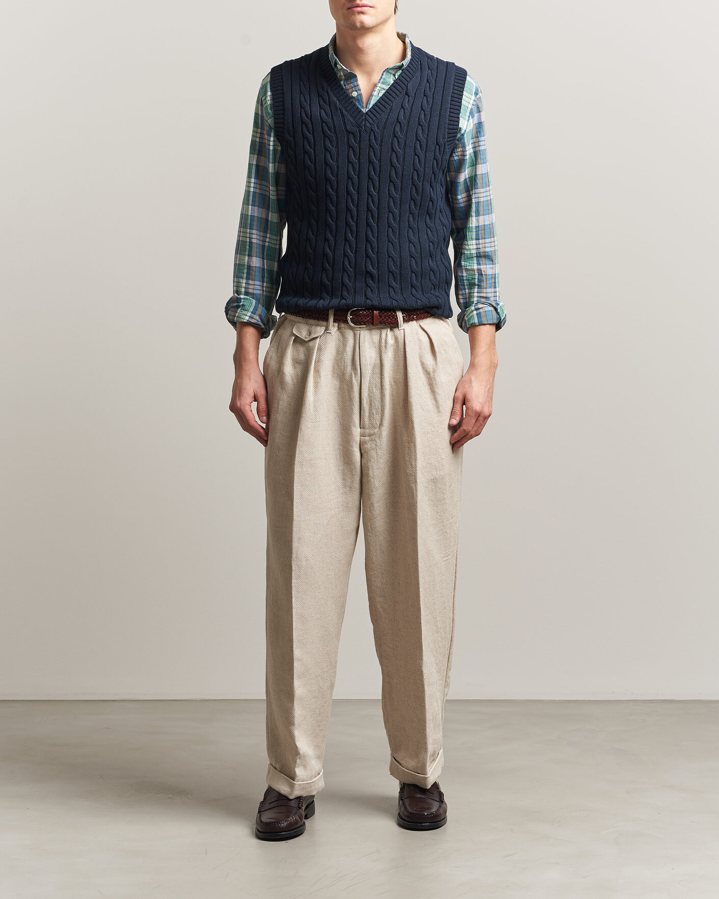 Heren | Truien | BEAMS PLUS | Cable Knit Vest Navy