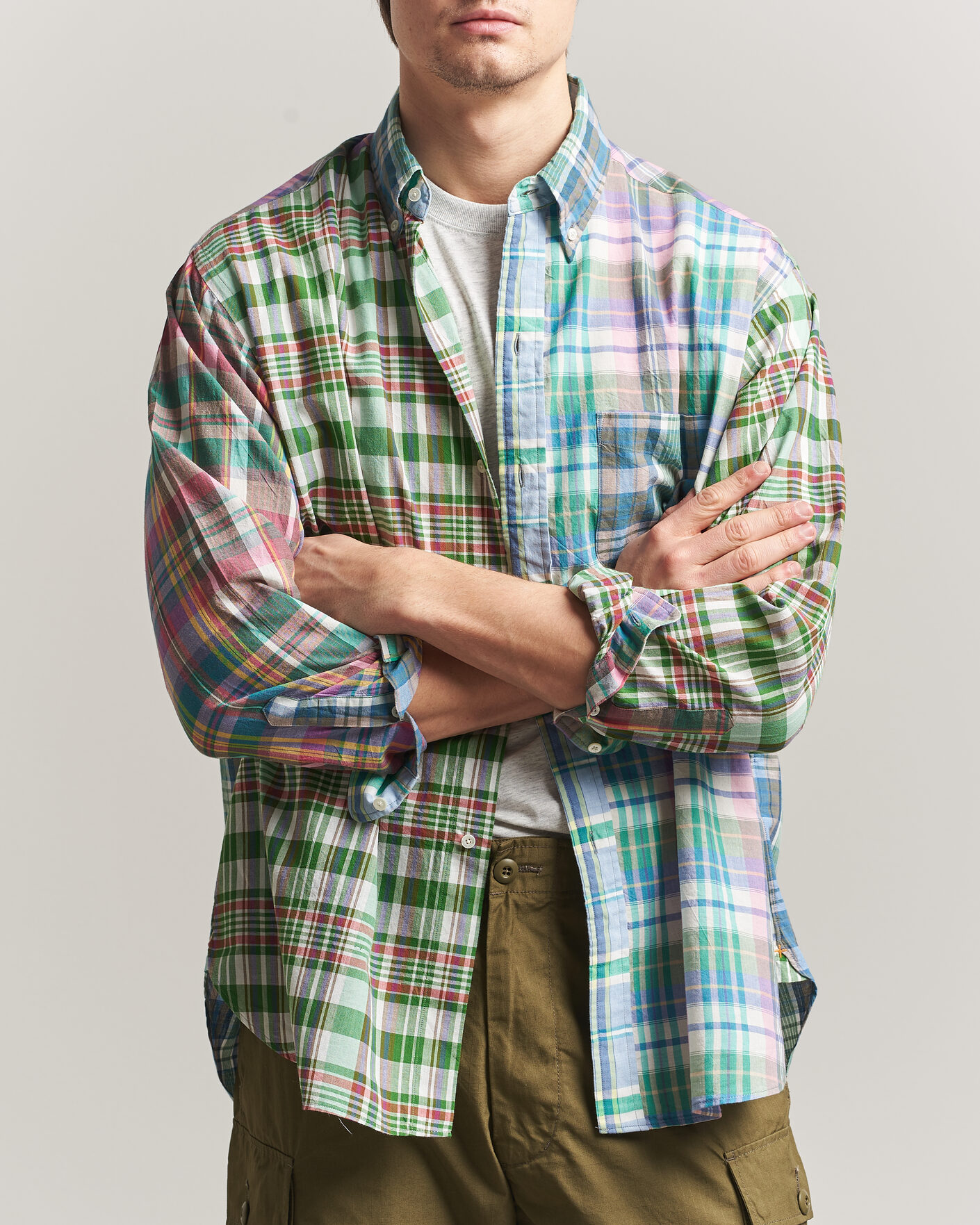 Heren | Overhemden | BEAMS PLUS | Patchwork Madras Shirt Multicolour
