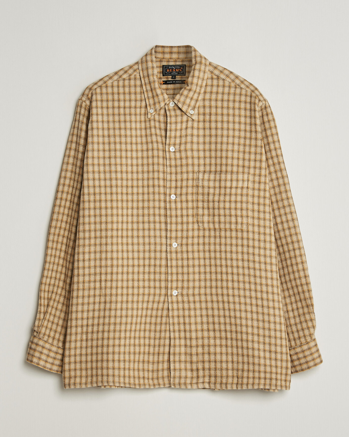 Heren | Overhemden | BEAMS PLUS | Panama Plaid Button Down Shirt Beige