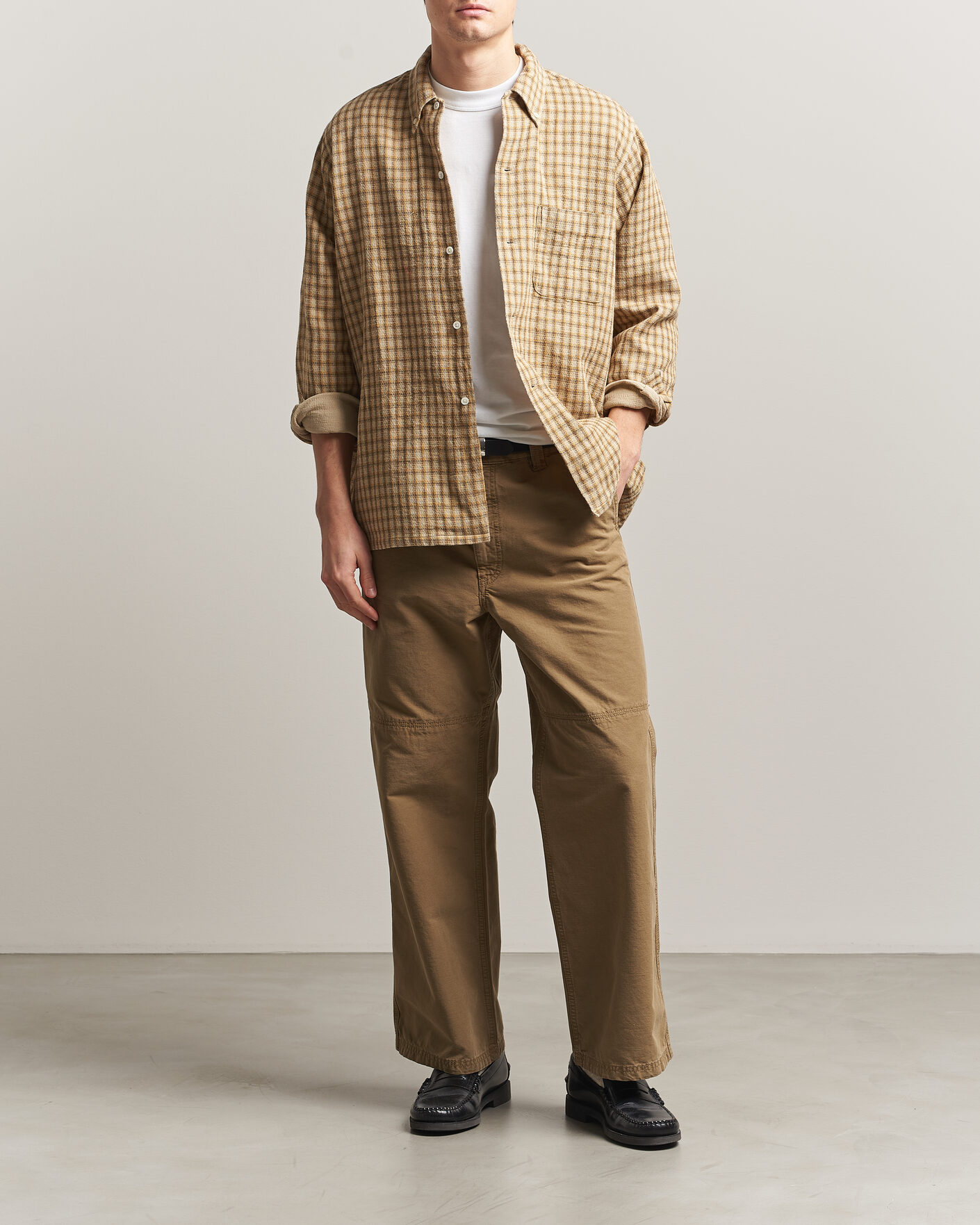 Heren | Overhemden | BEAMS PLUS | Panama Plaid Button Down Shirt Beige