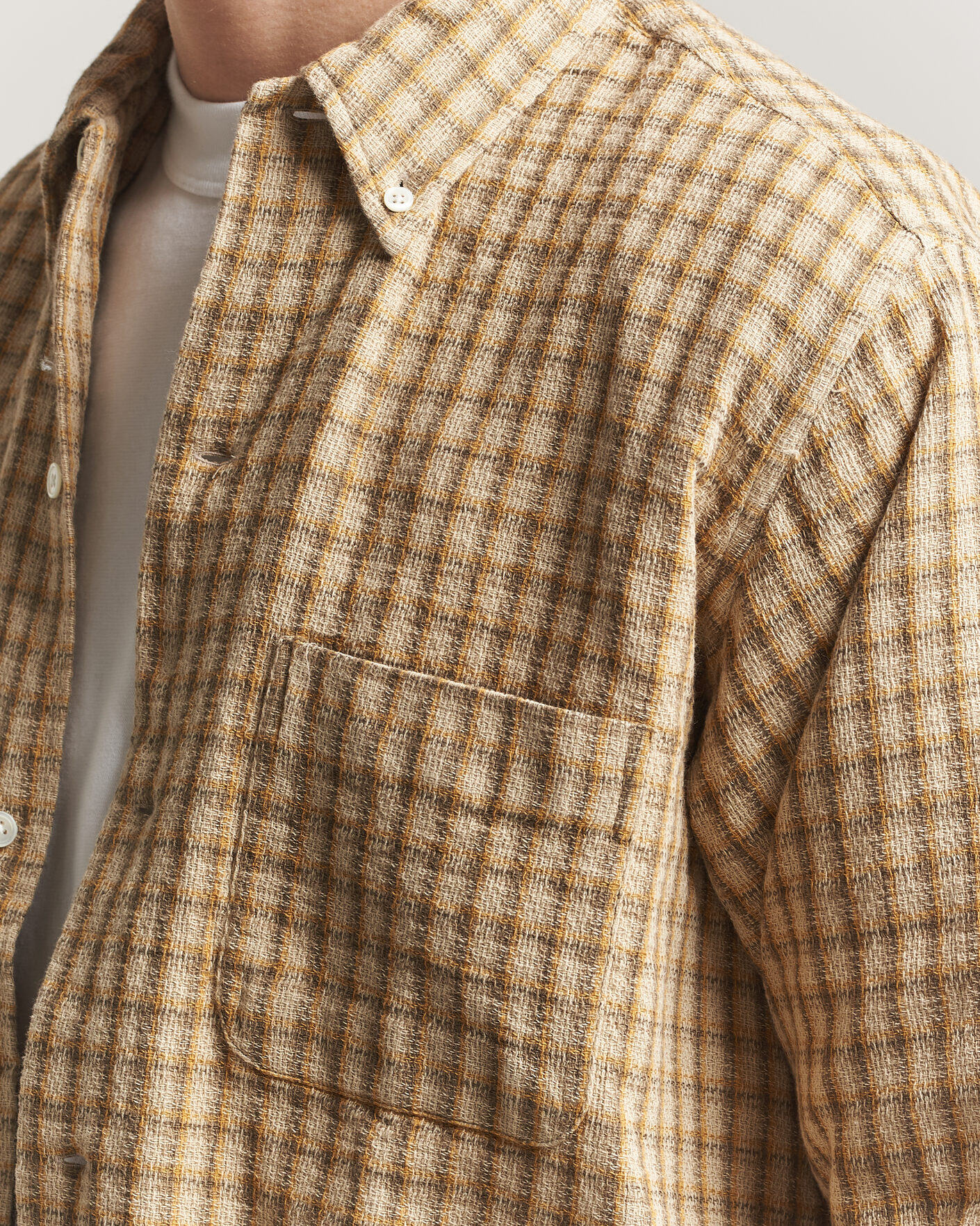 Heren | Overhemden | BEAMS PLUS | Panama Plaid Button Down Shirt Beige