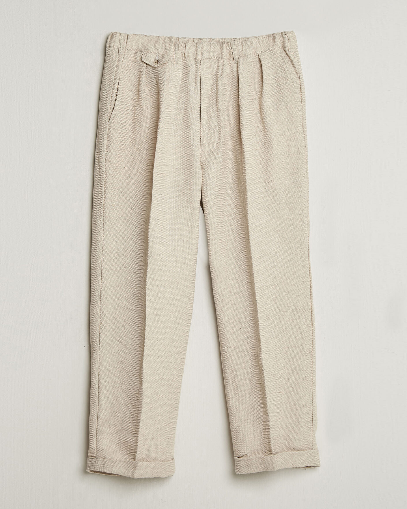 Heren | Broeken | BEAMS PLUS | Cotton/Linen Pleated Trousers Off White