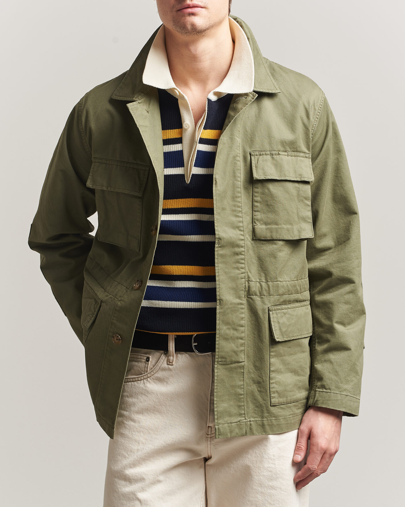 Heren | Jassen | Baracuta | Washed Cotton Twill Field Shacket Lichen Green