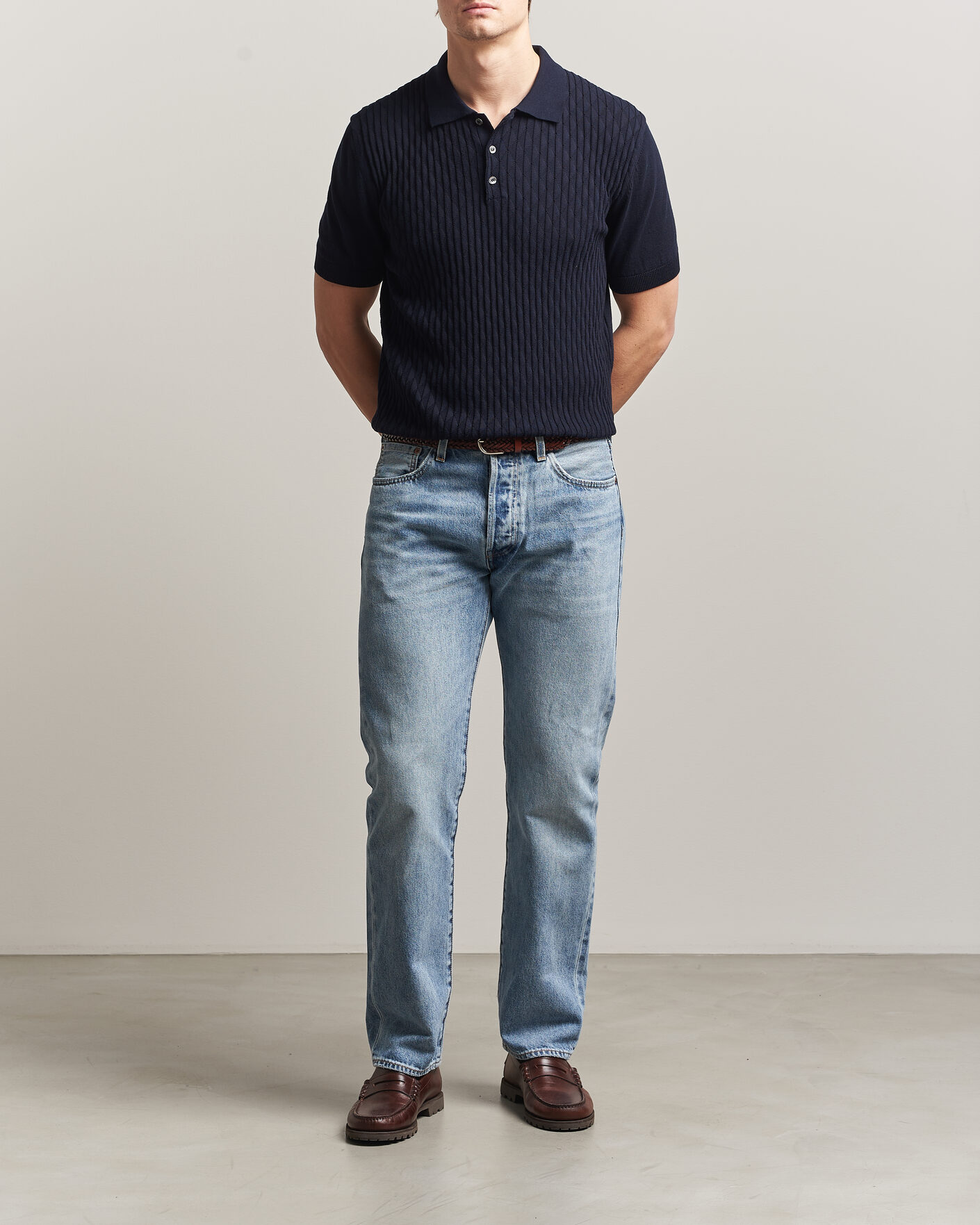 Heren | Polo's | Baracuta | Pattern Stich Polo Navy