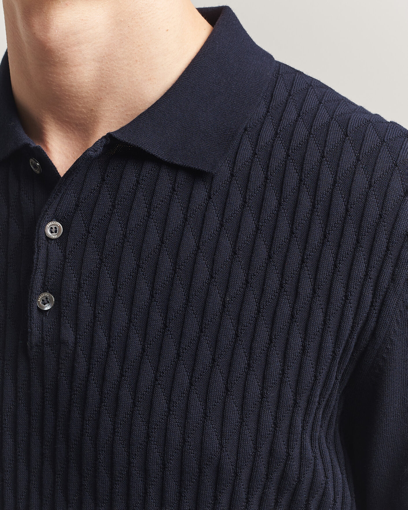 Heren | Polo's | Baracuta | Pattern Stich Polo Navy
