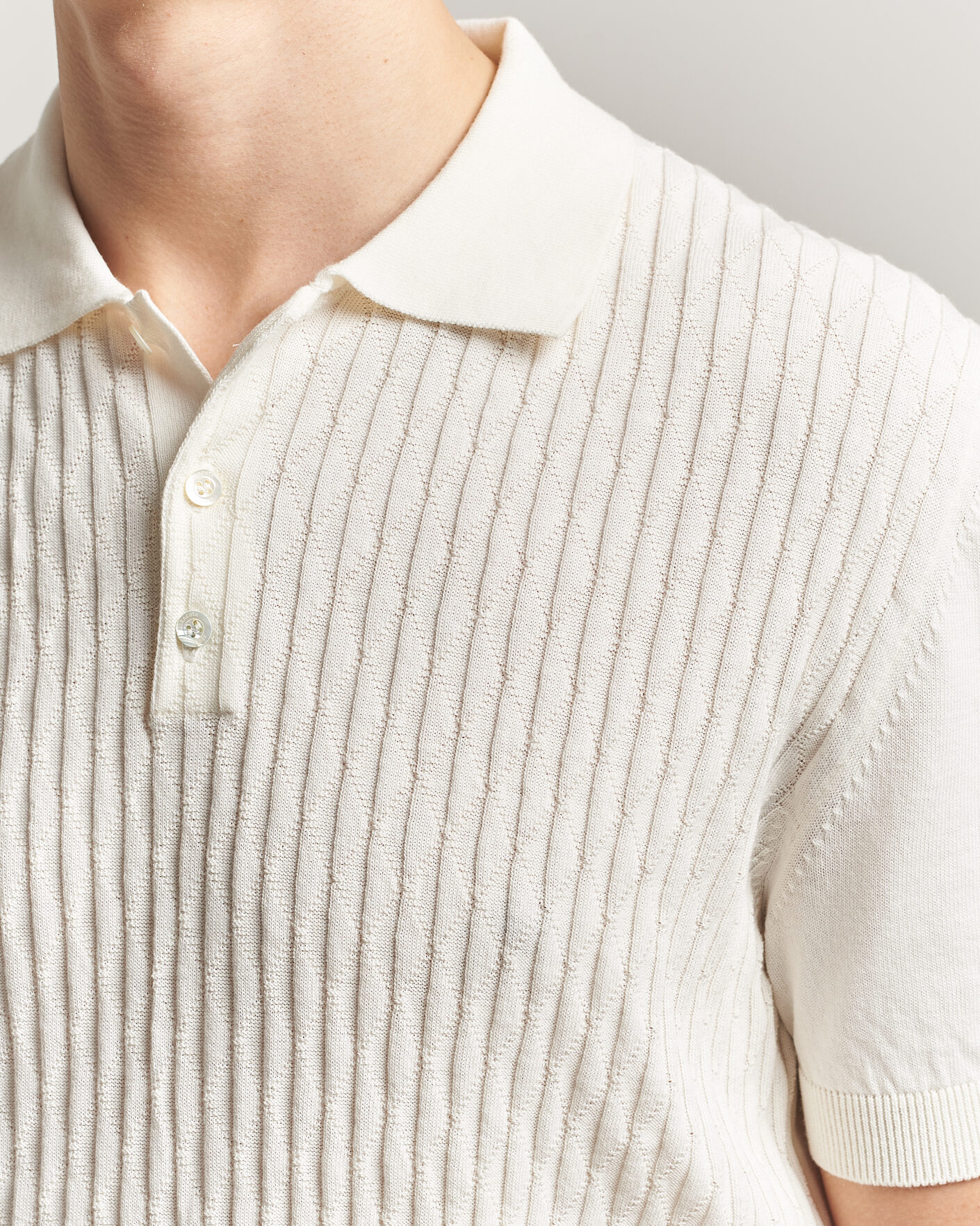 Heren | Polo's | Baracuta | Pattern Stich Polo Off White