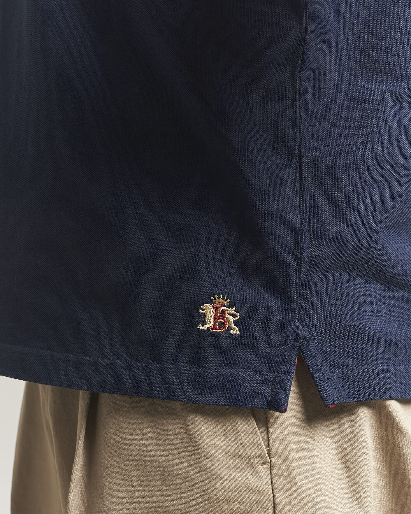 Heren | Polo's | Baracuta | Tartan Placket Piquet Polo Navy