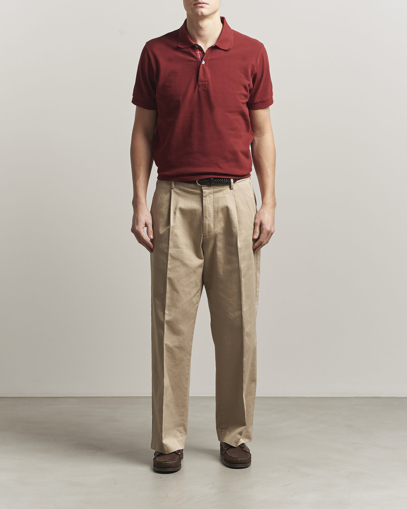 Heren | Polo's | Baracuta | Tartan Placket Piquet Polo Oxblood