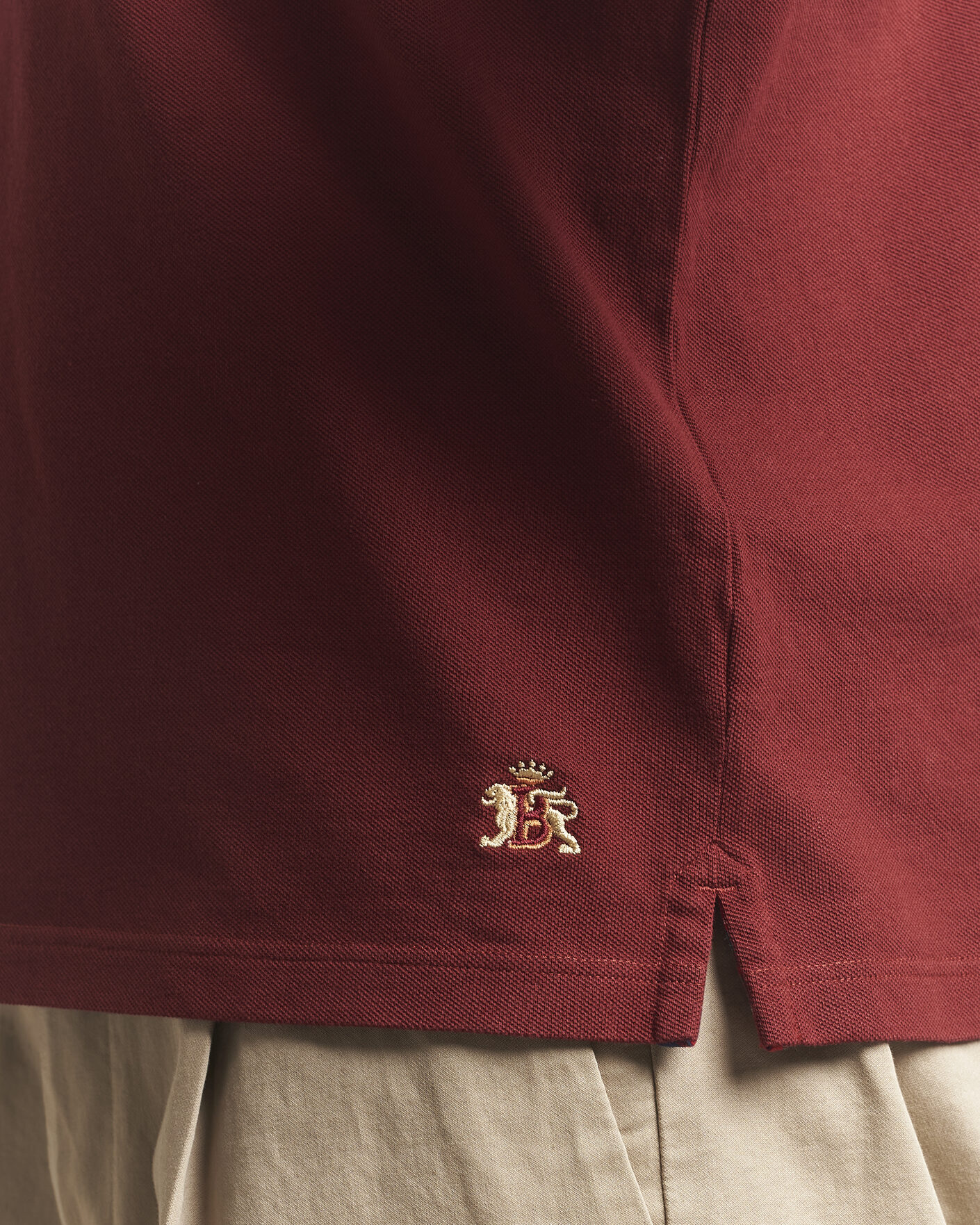 Heren | Polo's | Baracuta | Tartan Placket Piquet Polo Oxblood