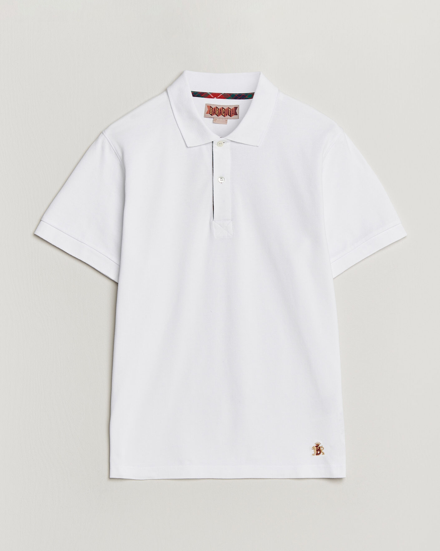 Heren | Polo's | Baracuta | Tartan Placket Piquet Polo Bone White