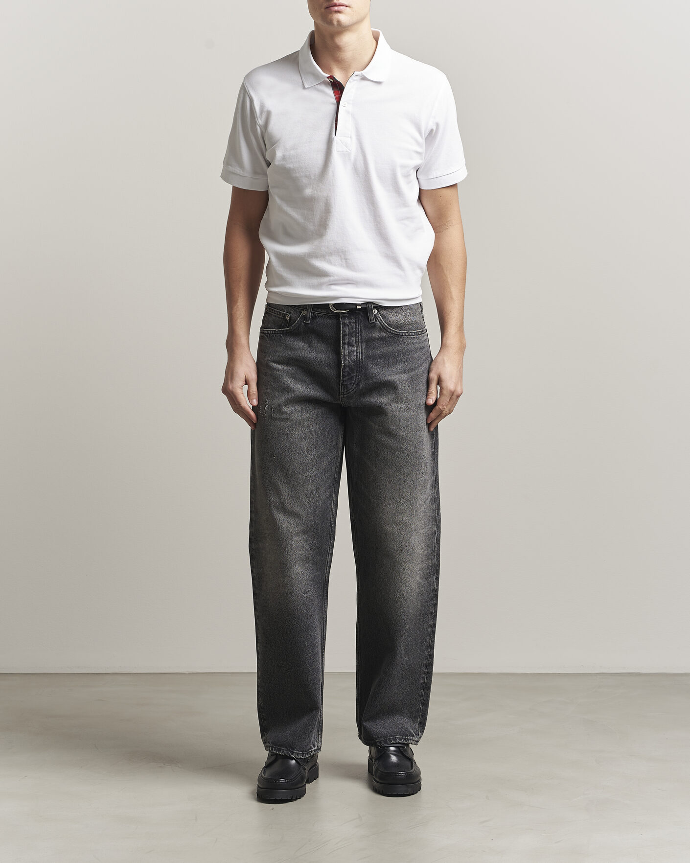Heren | Polo's | Baracuta | Tartan Placket Piquet Polo Bone White