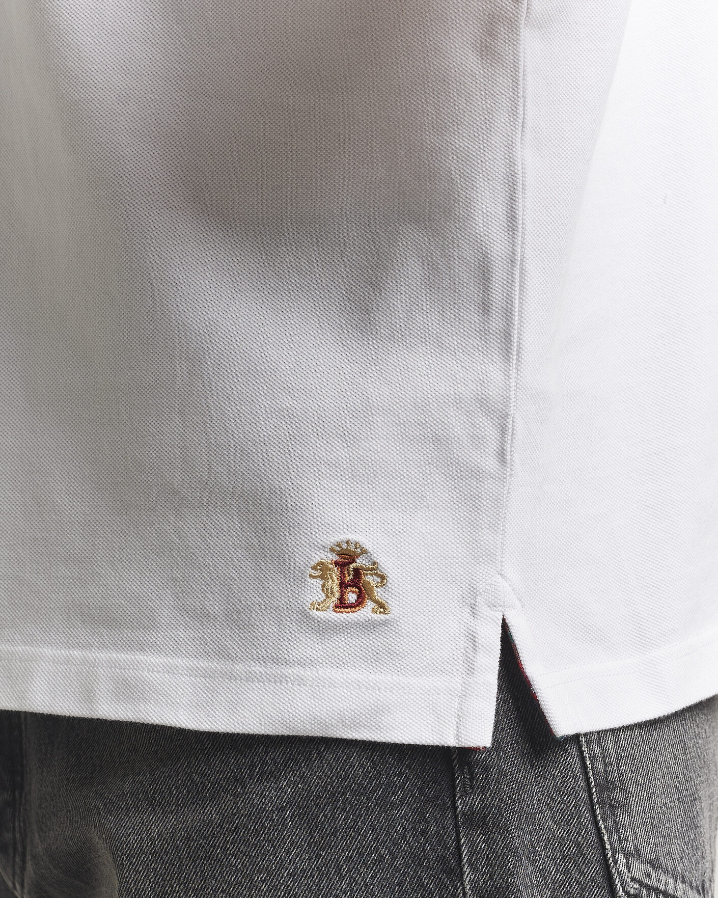 Heren | Polo's | Baracuta | Tartan Placket Piquet Polo Bone White