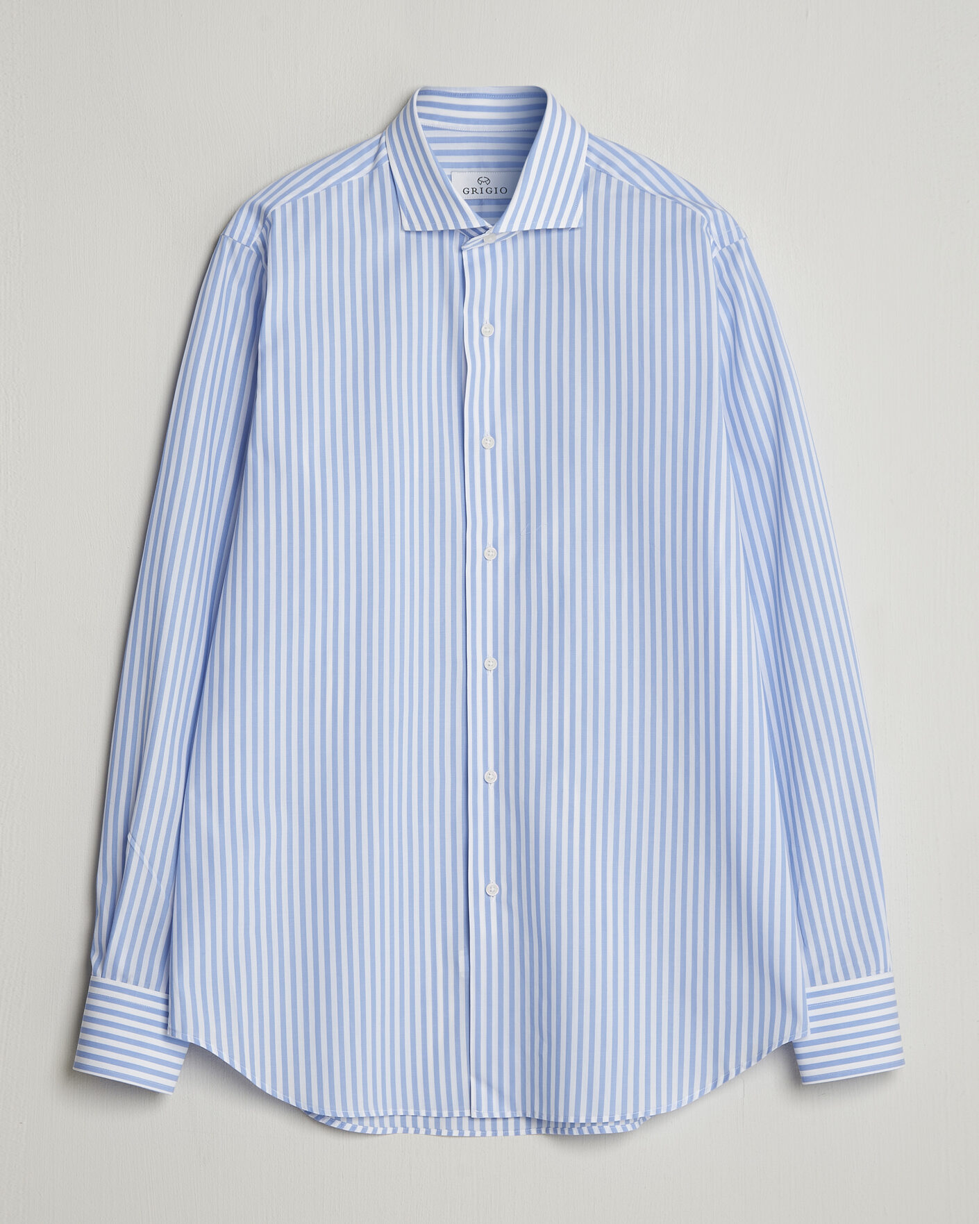 Heren | Overhemden | Grigio | Cotton Poplin Dress Shirt Light Blue Stripe