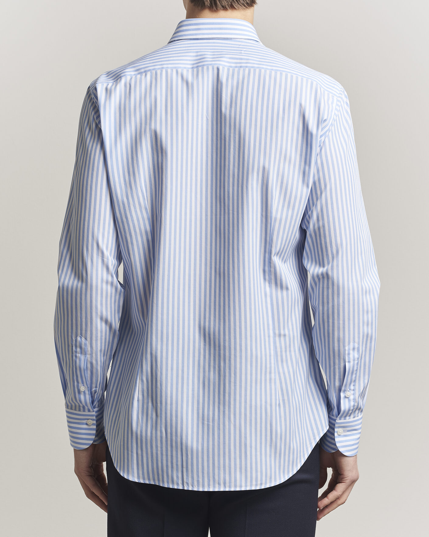 Heren | Overhemden | Grigio | Cotton Poplin Dress Shirt Light Blue Stripe
