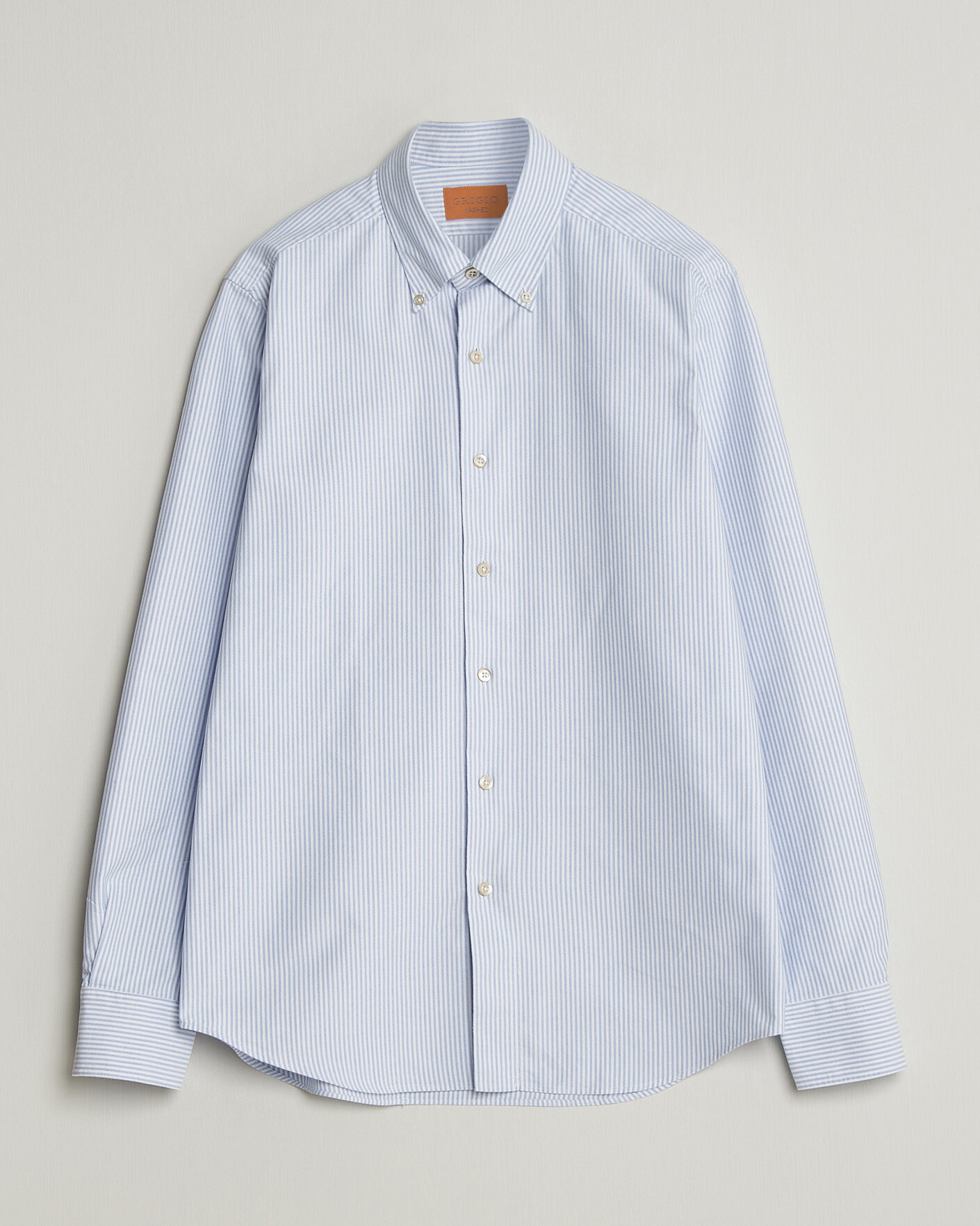 Heren | Overhemden | Grigio | Oxford Button Down Shirt Light Blue Stripe