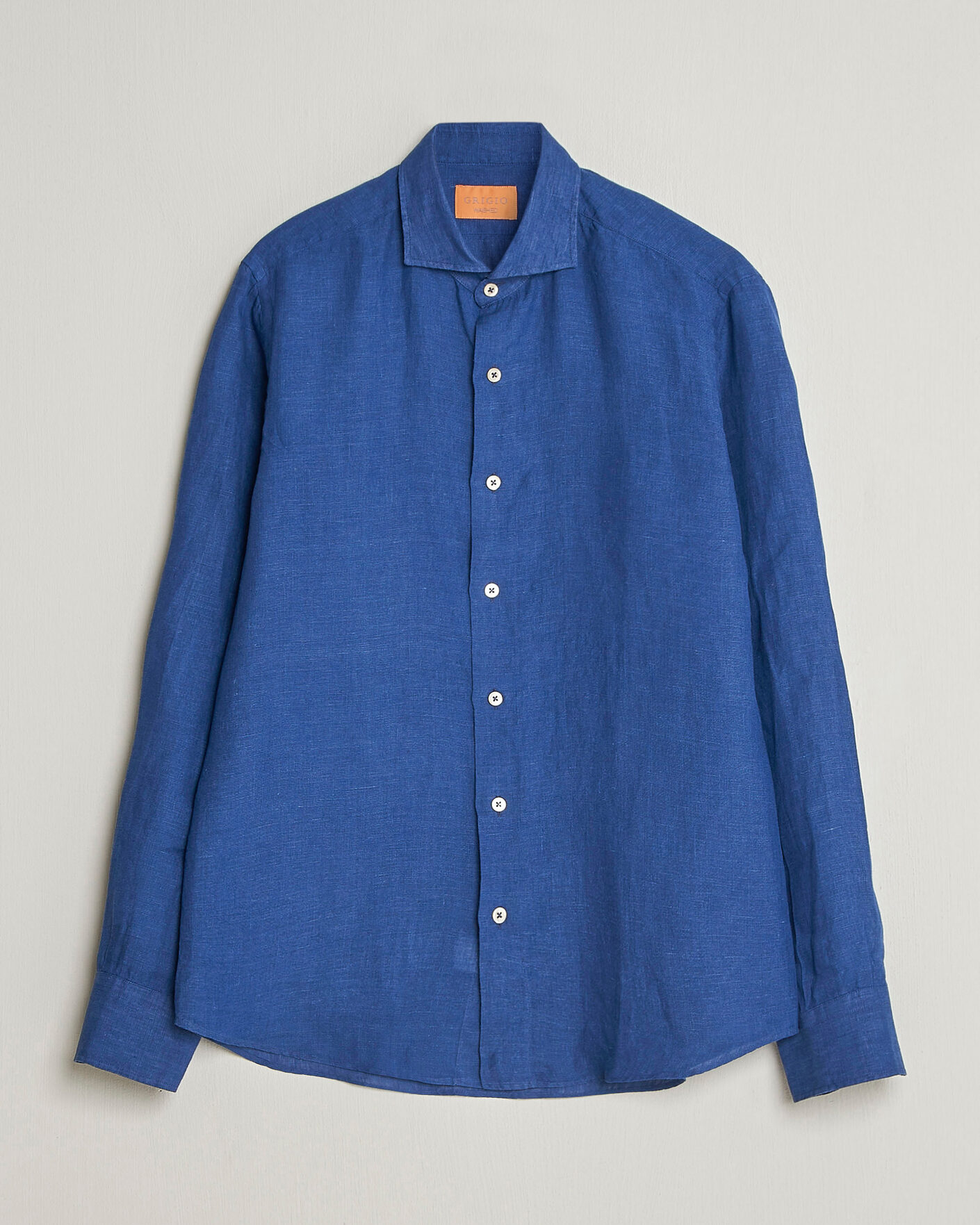 Heren | Overhemden | Grigio | Washed Linen Shirt Navy