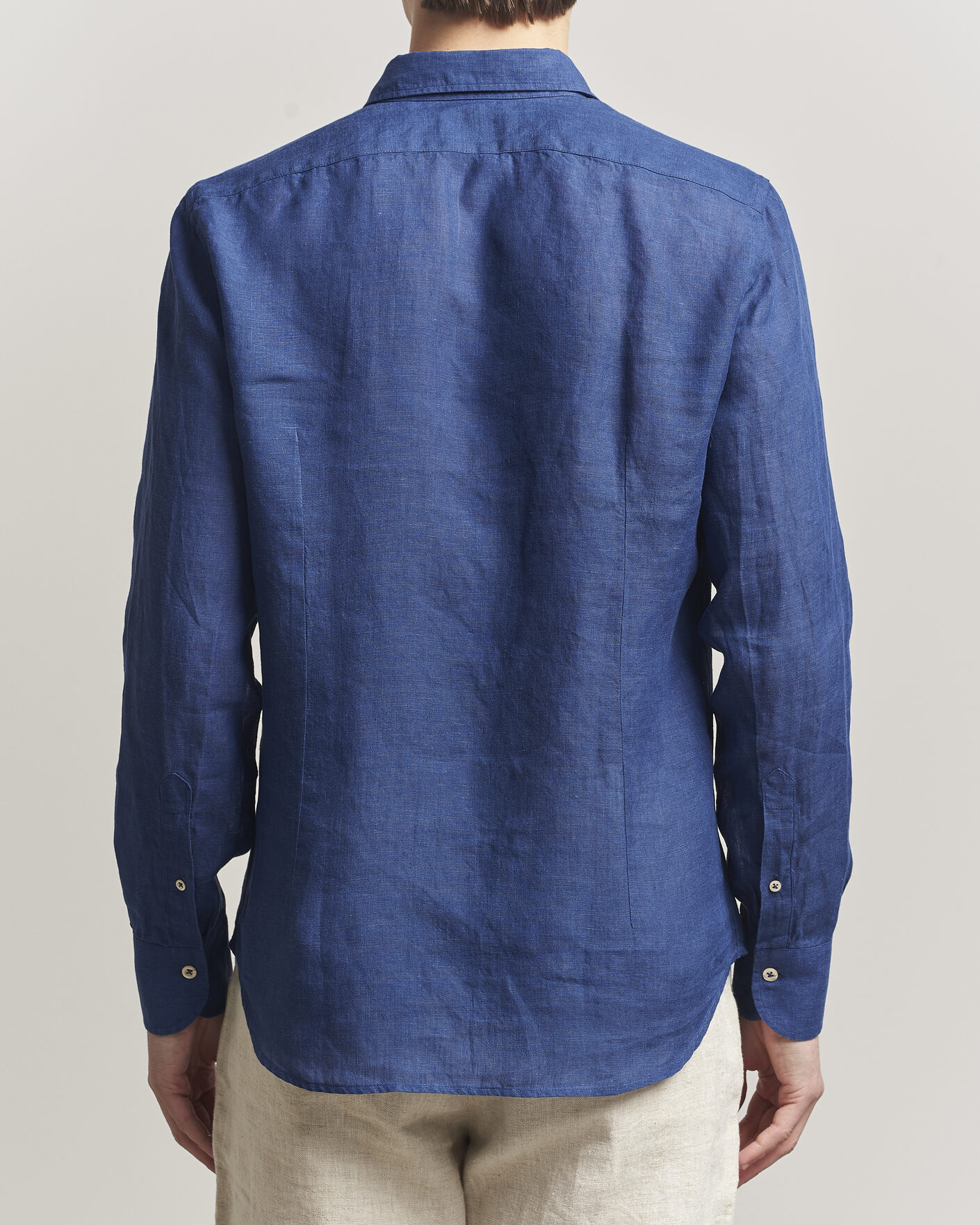 Heren | Overhemden | Grigio | Washed Linen Shirt Navy