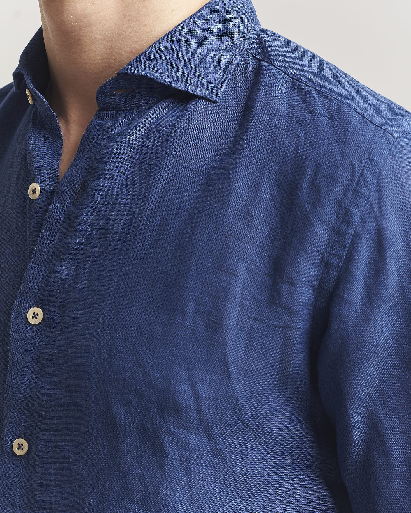 Heren | Overhemden | Grigio | Washed Linen Shirt Navy