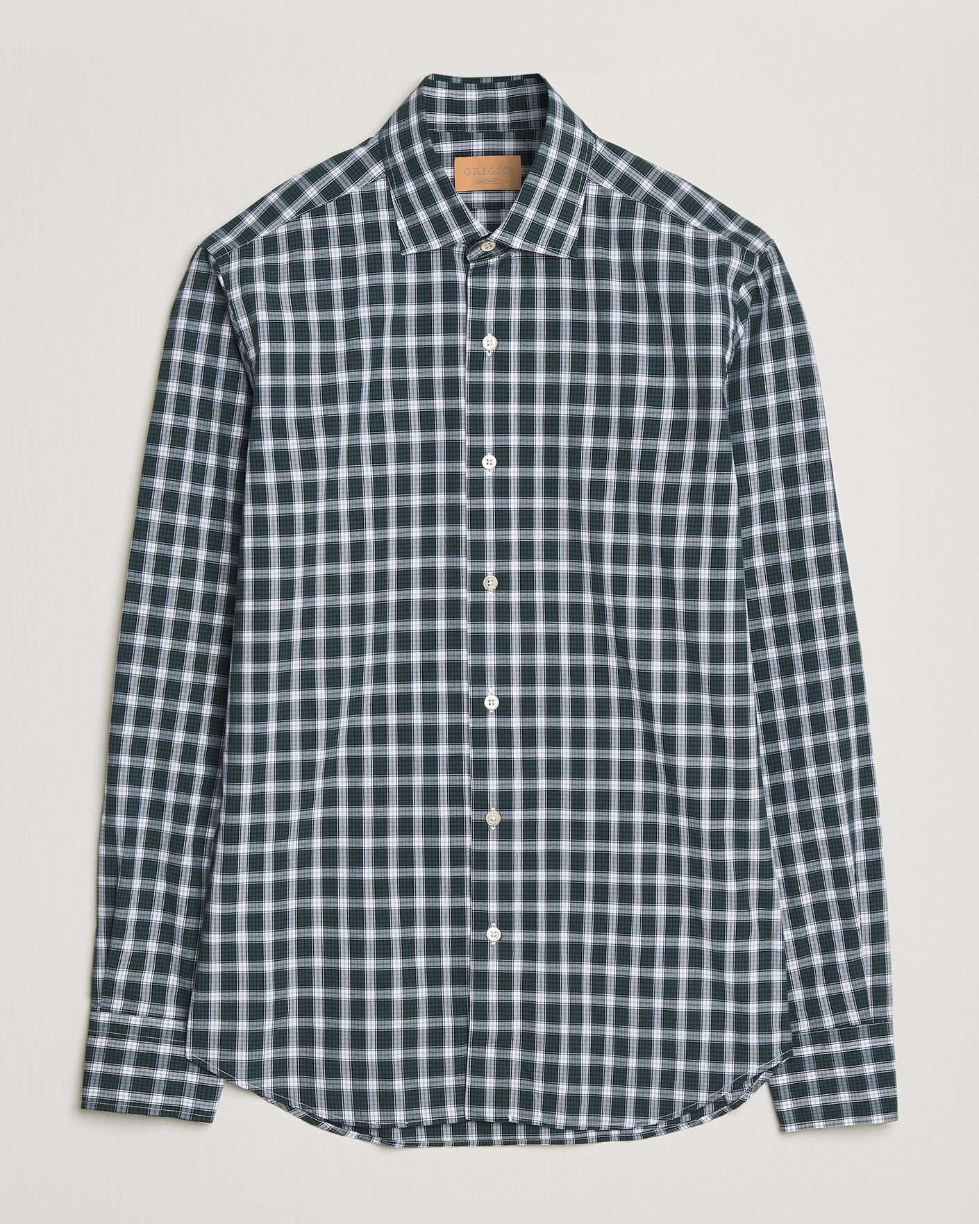Heren | Overhemden | Grigio | Washed Casual Shirt Green Check
