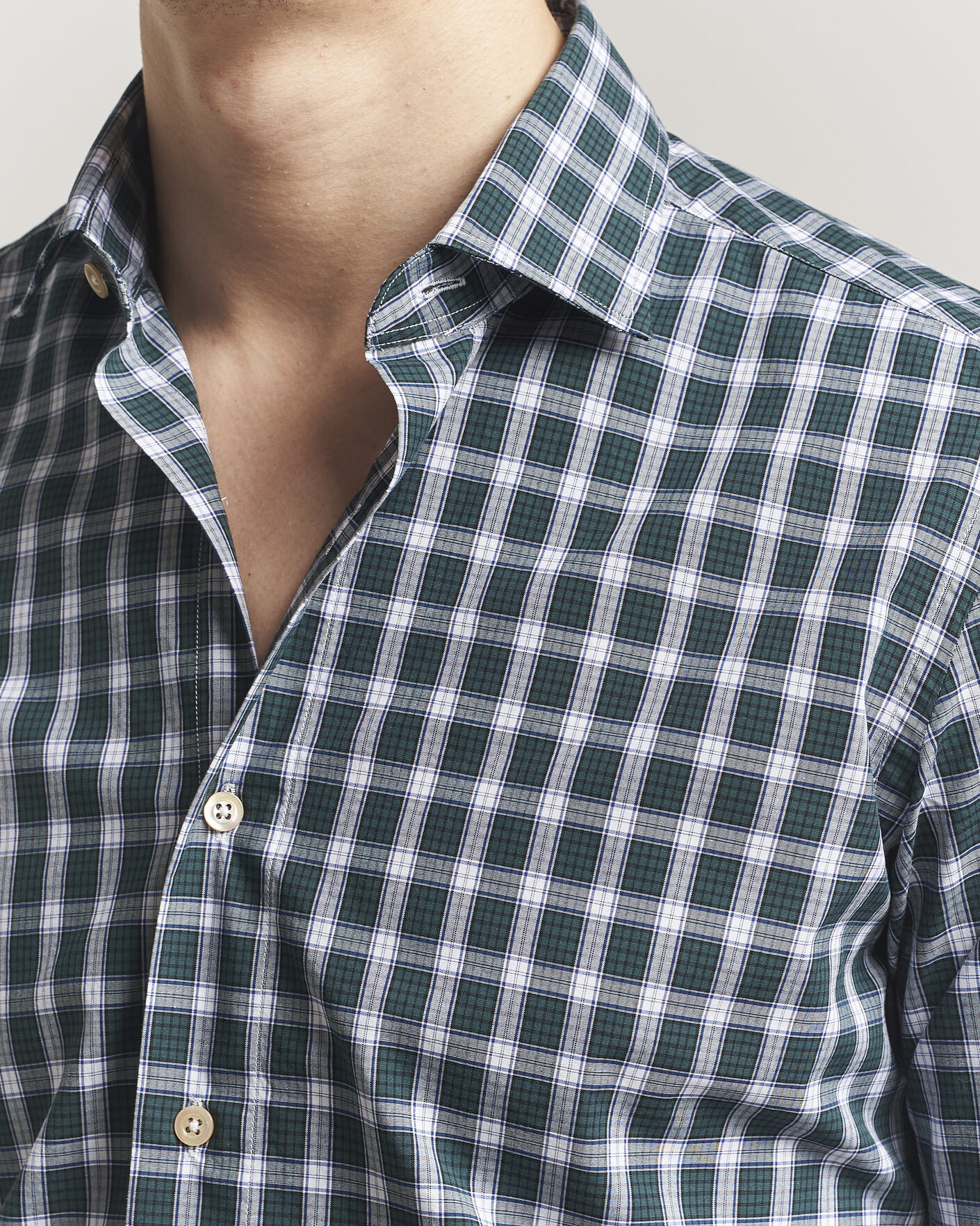Heren | Overhemden | Grigio | Washed Casual Shirt Green Check