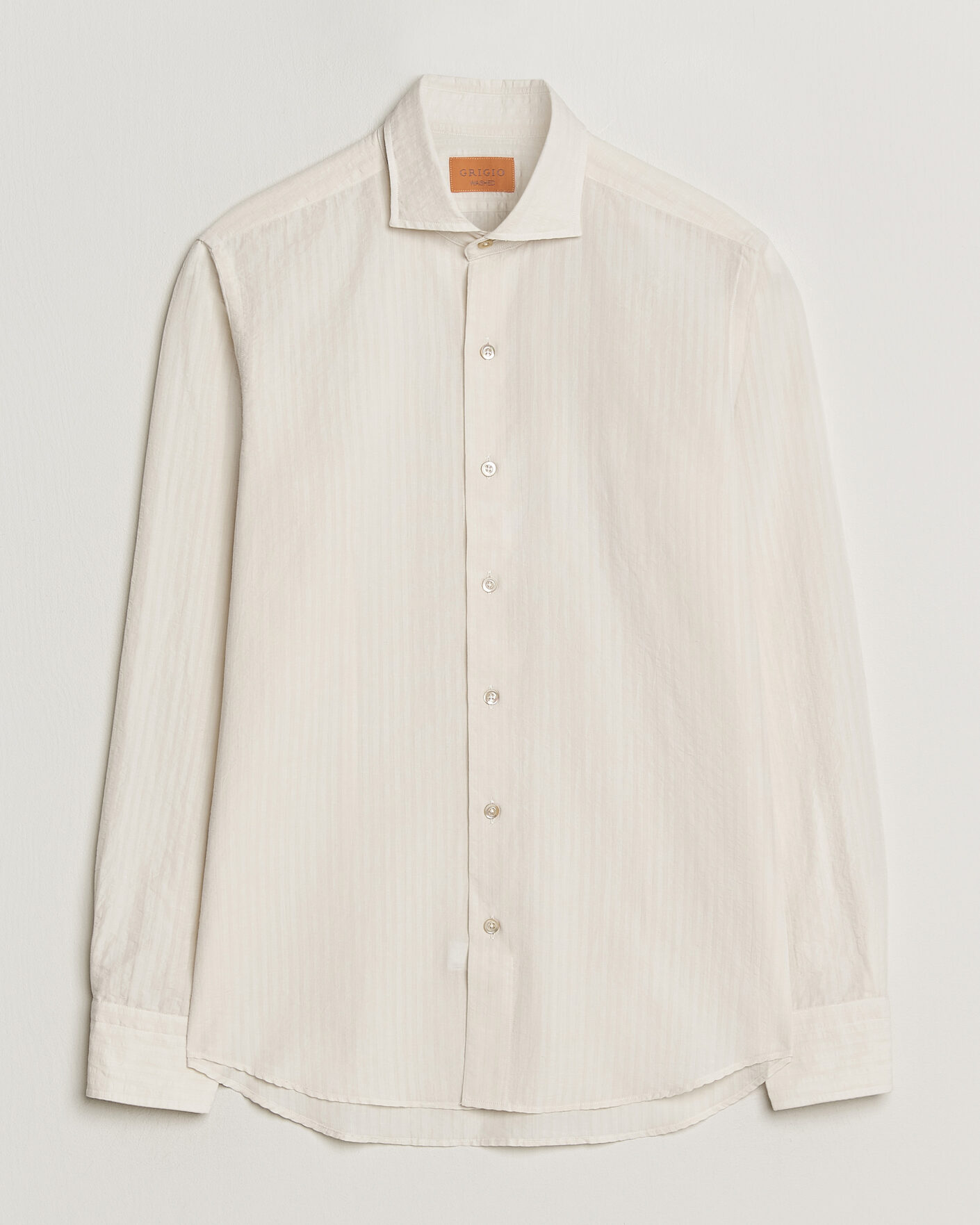 Heren | Overhemden | Grigio | Cotton/Linen Seersucker Shirt Off White