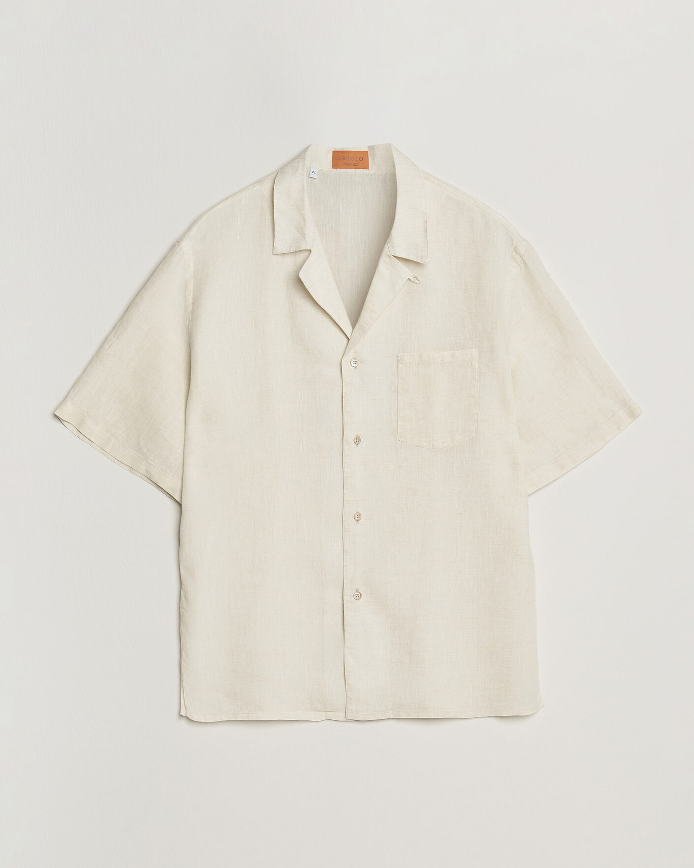 Heren | Overhemden | Grigio | Linen Camp Collar Shirt White