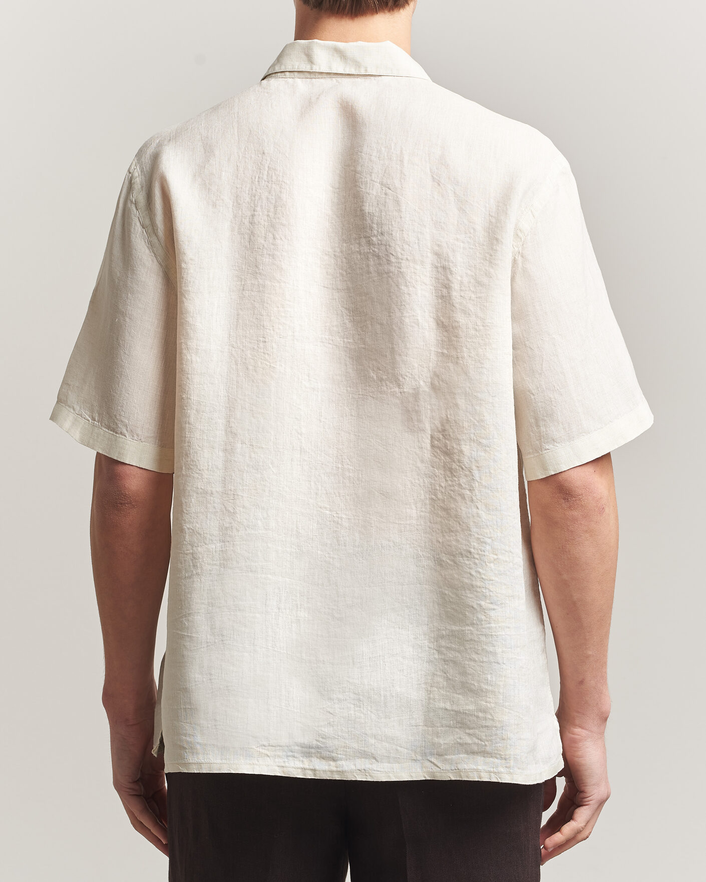 Heren | Overhemden | Grigio | Linen Camp Collar Shirt White