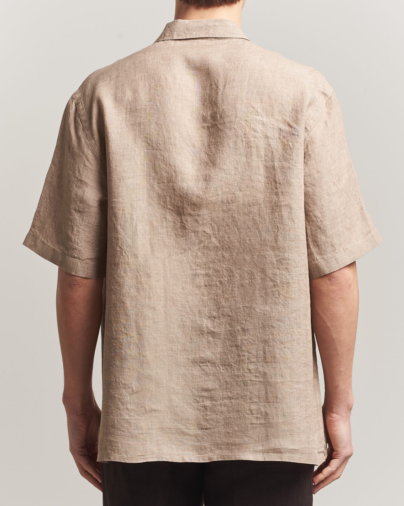Heren | Overhemden | Grigio | Linen Camp Collar Shirt Brown