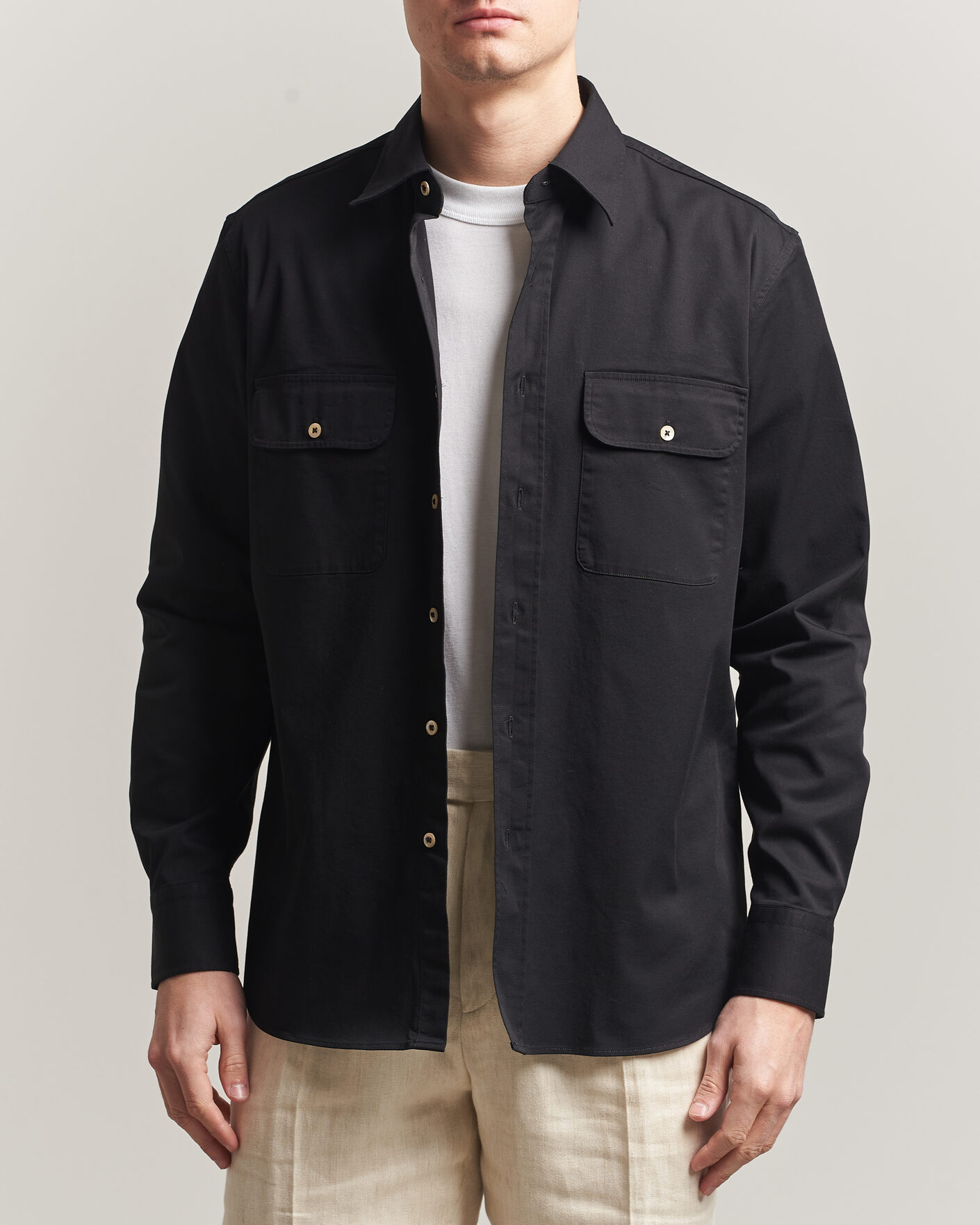 Heren | Overhemden | Grigio | Illinois Cotton Overshirt Black