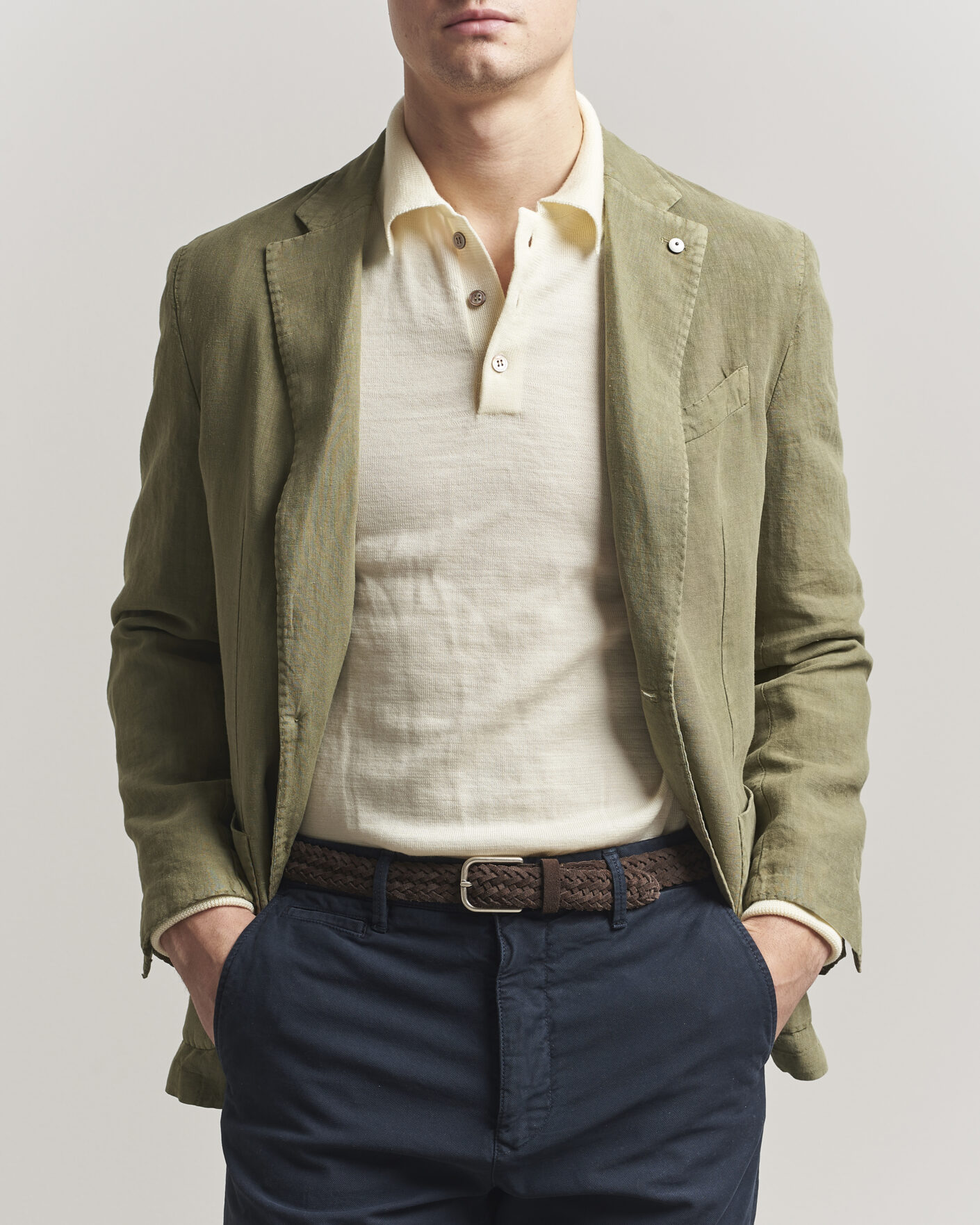 Heren | Blazers | L.B.M. 1911 | Jack Regular Fit Linen Blazer Olive