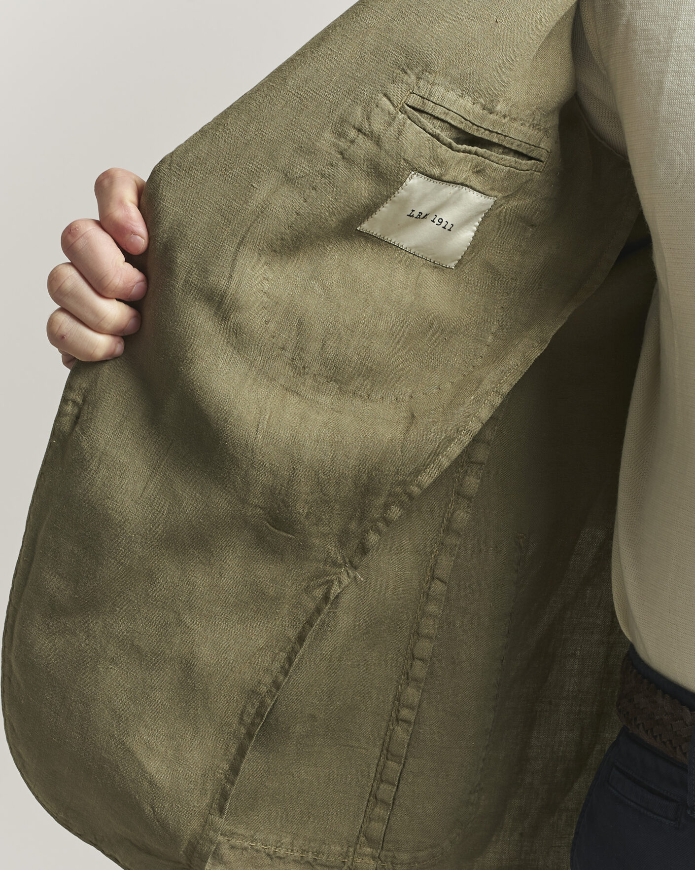 Heren | Blazers | L.B.M. 1911 | Jack Regular Fit Linen Blazer Olive