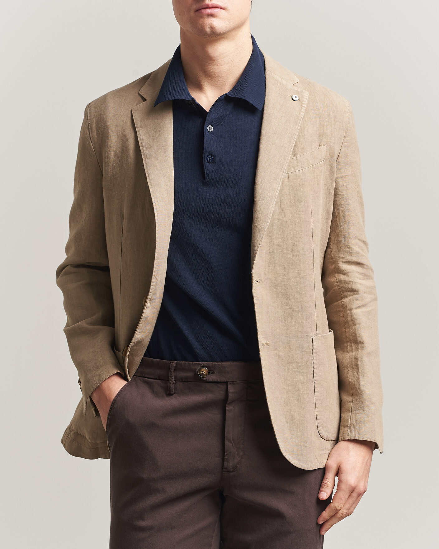 Heren | Blazers | L.B.M. 1911 | Jack Regular Fit Linen Blazer Taupe