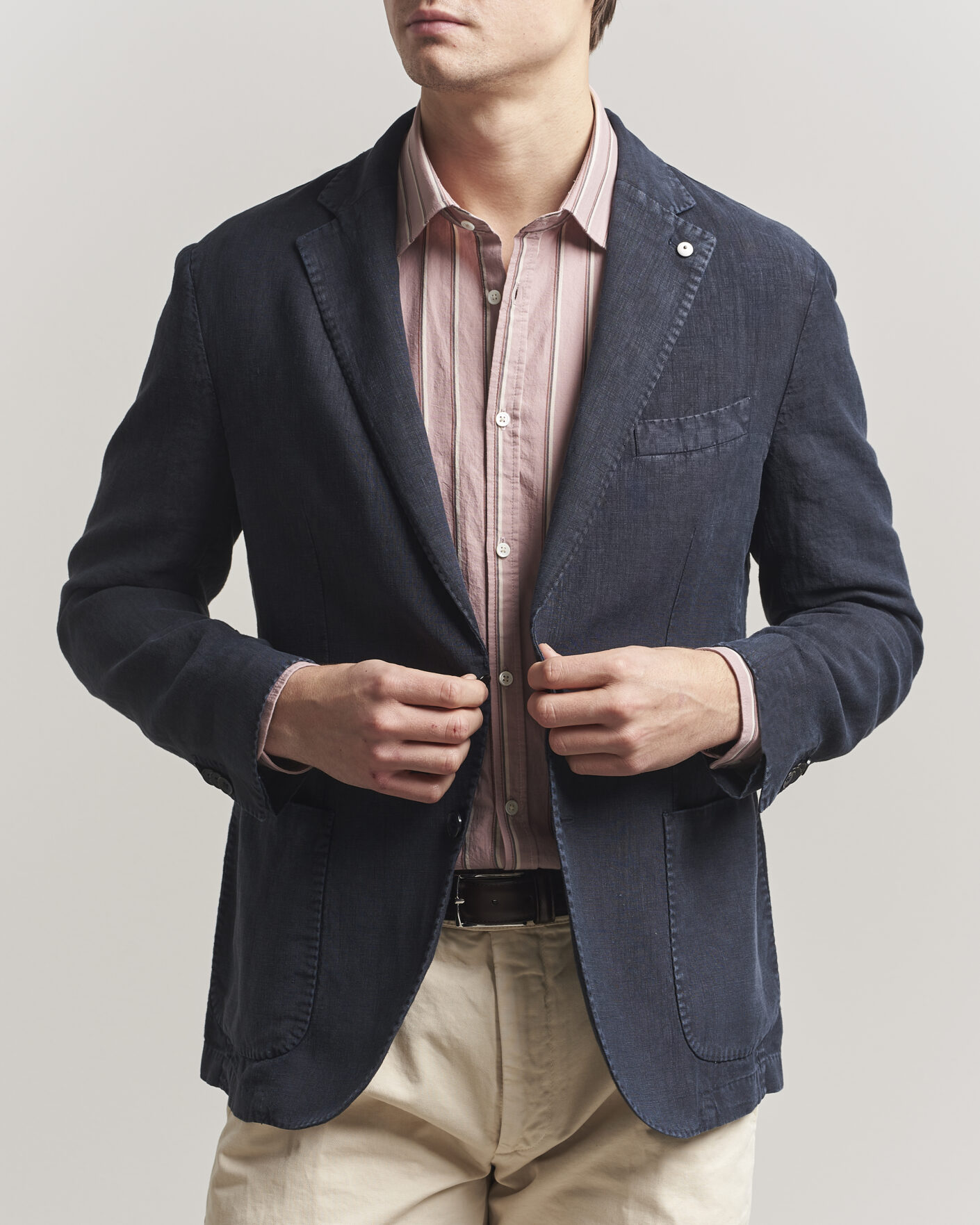 Heren | Blazers | L.B.M. 1911 | Jack Regular Fit Linen Blazer Navy