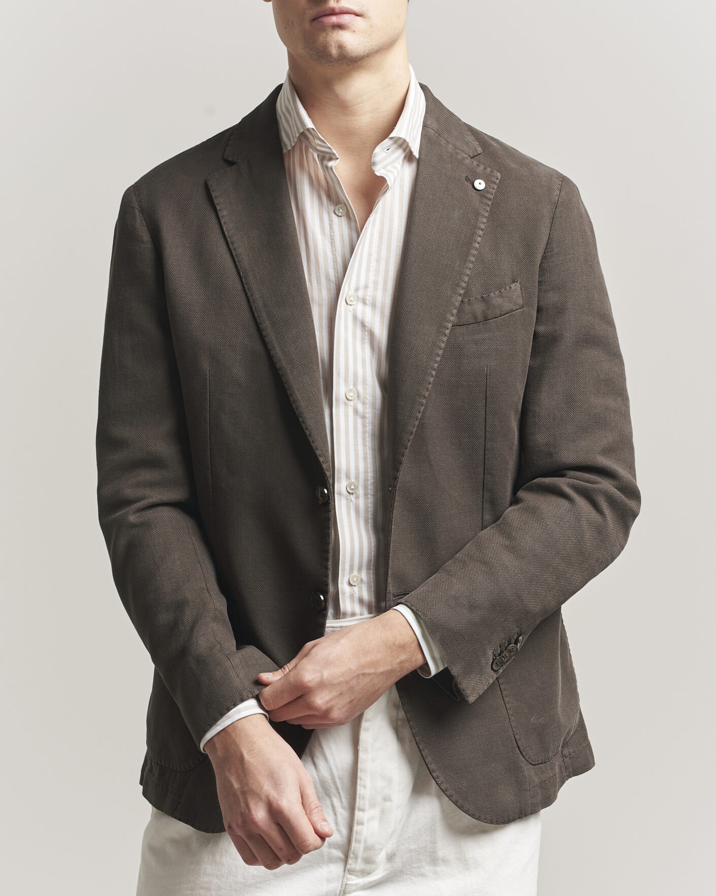 Heren | Blazers | L.B.M. 1911 | Jack Regular Fit Structured Cotton Blazer Brown