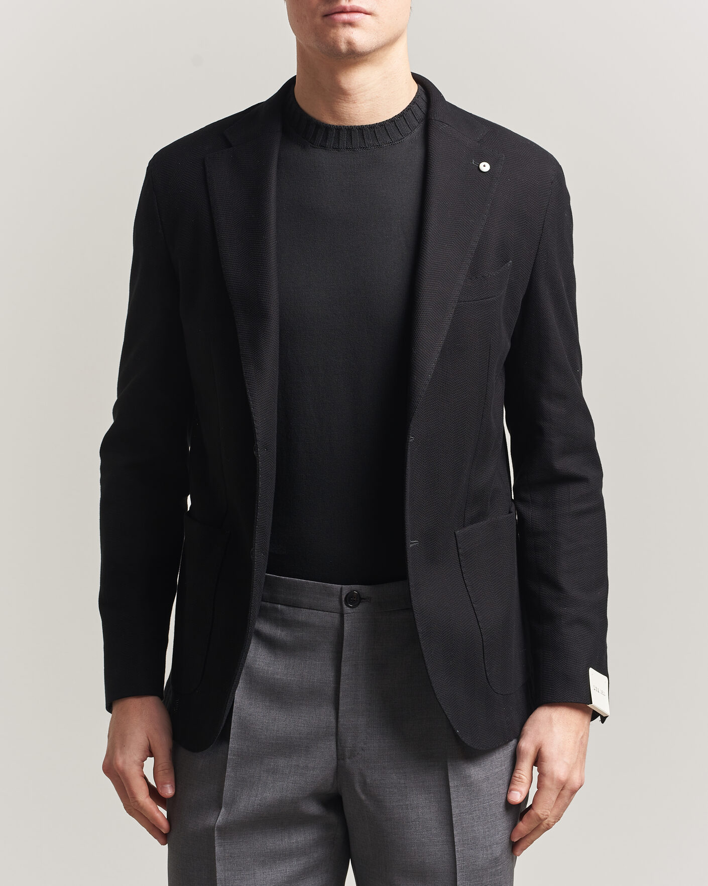 Heren | Blazers | L.B.M. 1911 | Jack Herringbone Cotton Blazer Black