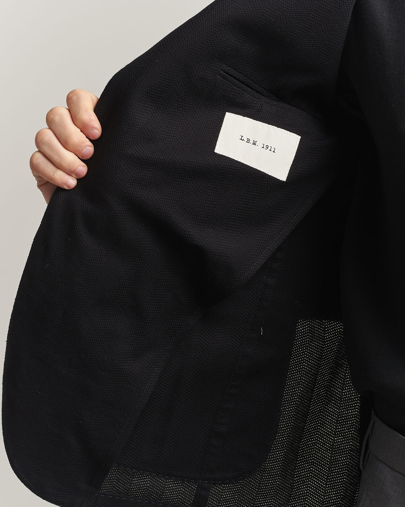 Heren | Blazers | L.B.M. 1911 | Jack Herringbone Cotton Blazer Black