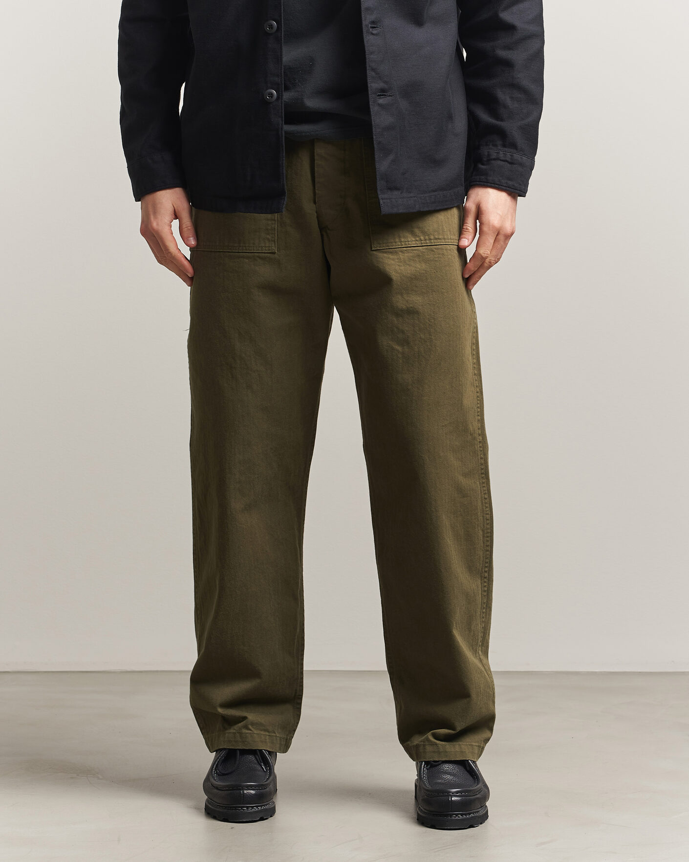 Heren | Broeken | orSlow | Vintage Fit Herringbone Fatigue Pants Army Green