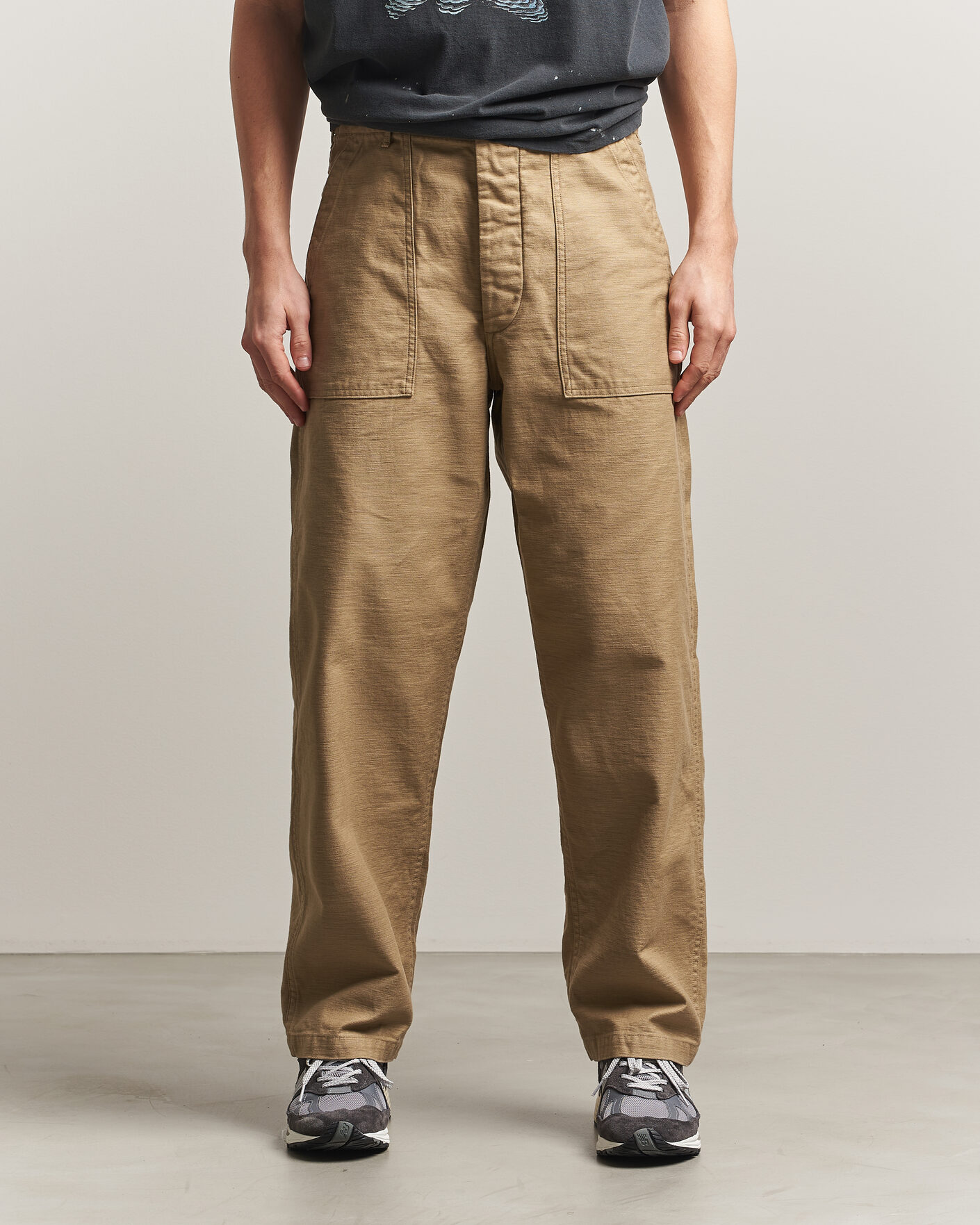 Heren | Broeken | orSlow | Regular Fit Original Sateen Fatigue Pants Sand Beige