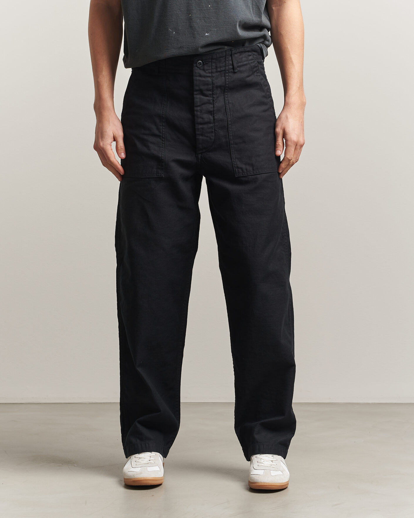 Heren | Broeken | orSlow | Regular Fit Original Sateen Fatigue Pants Black