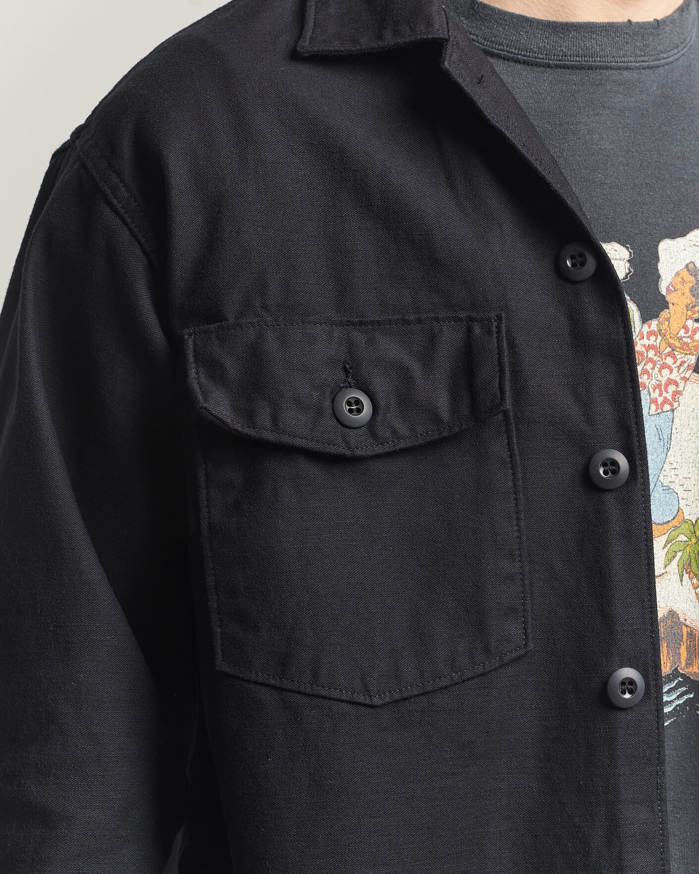 Heren | Overhemden | orSlow | Cotton Sateen US Army Overshirt Black