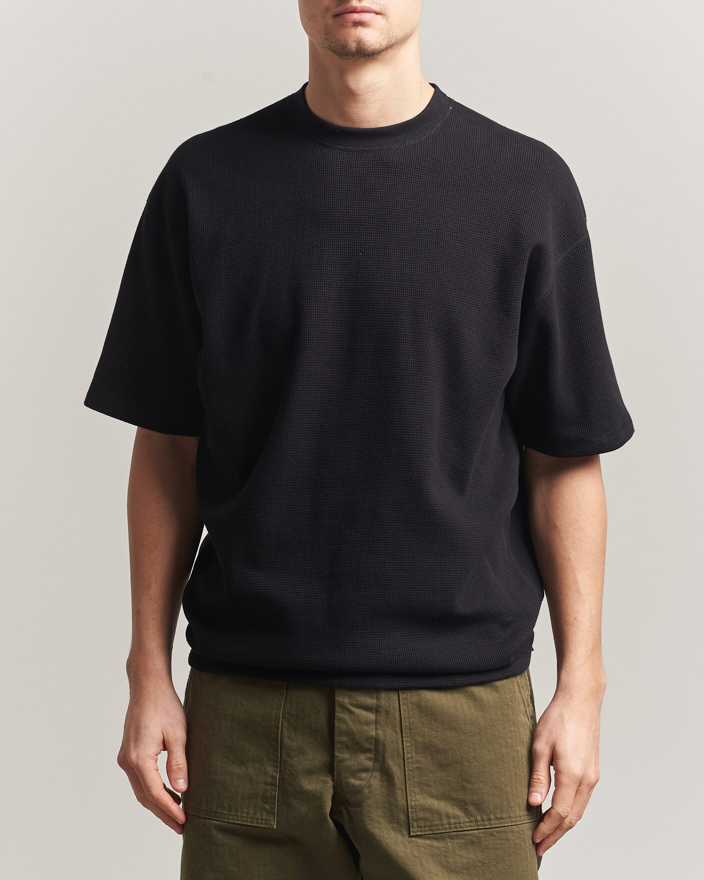 Heren | T-shirts | orSlow | Waffle Cotton T-Shirt Black